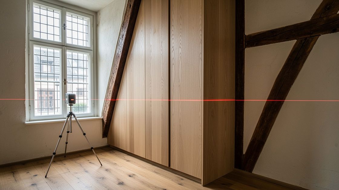 Maßgefertigter Einbauschrank in einer Nürnberger Altbau-Nische mit perfekter Schattenfuge und CNC-Passleiste.